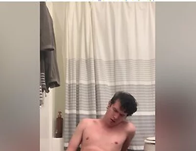 Twink Shows Off, Plays With His Hard Cock And Fucks His Ass With A Dildo Until He