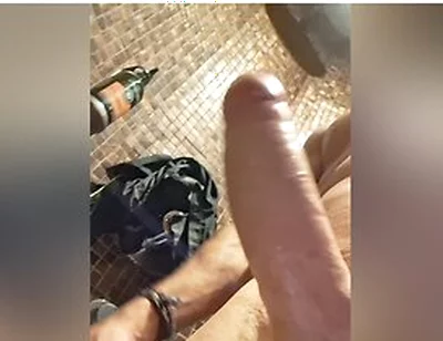 Horny Guy Jerks Massive Cock In Public Bathroom - Risky Cumshot Caught On Cam!