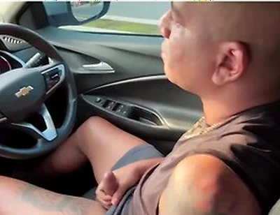 Wanker Jerks In The Car, Pees And Cums On The Street