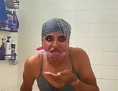 Kris Reelz - Self Face Spit,agagging on a Mouth Ring