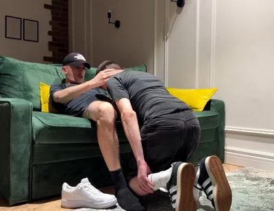 Sniffs Boyfriend's Dirty Socks After Work and Gets Cum Inside