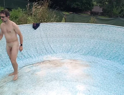 Naked in the Garden: Dirty Handjob in the Pool
