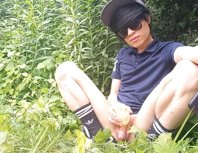 Gay Twink Jon Arteen Jerks off His Cock with an Oiled Fleshlight Outside in the Wilderness, His Cock Leaks Precum and Ejaculates