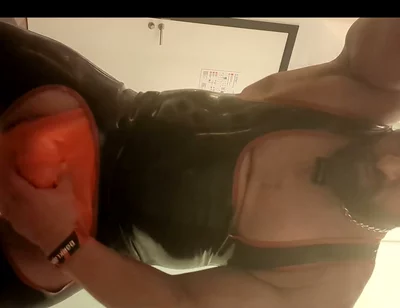 Jerking off Through Rubber Jock in Rubber