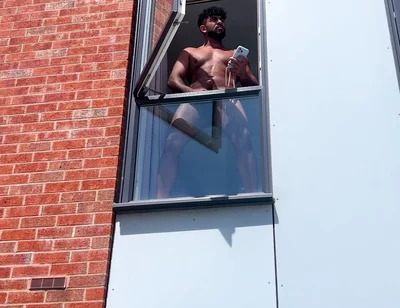 Arab Stepdaddy Wanting in Street and Cuming in Window and Cuming on Street