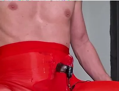 Sissy Boy Cumshot Through Nylon Bodysuit While Riding Fat Cock Anal Orgasm Lingerie