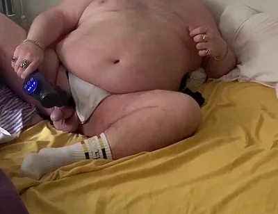 Fat Stepdaddy Wanks with Massage Toy