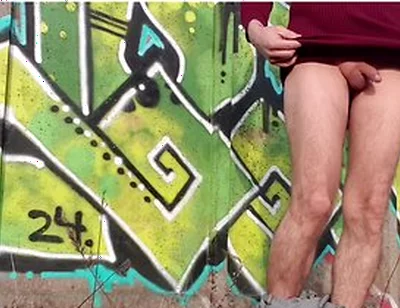 Femboy, Exhibitionist Undresses In Public Place