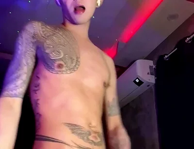 Asian Inked Boy Teasing and Jerking off