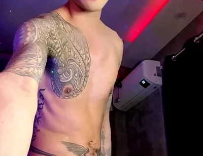 Asian Inked Boy Teasing and Jerking off