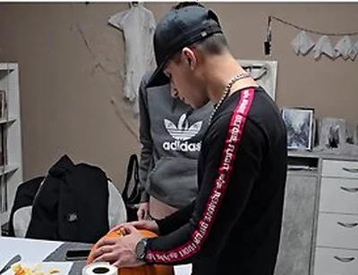 Gay Boys Have Fun: We Fuck The Halloween Pumpkin And Cum On It