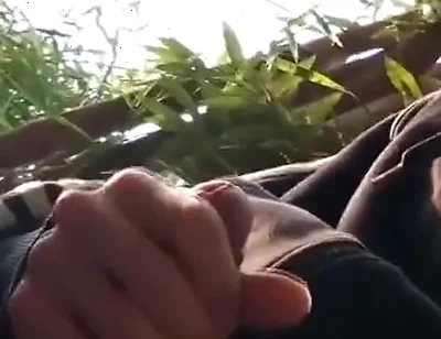 Caught Jerking off My Cock Sticking Out of My Very Short Shorts, I Wait Him Gone, to Wank Again and Cum Outdoor