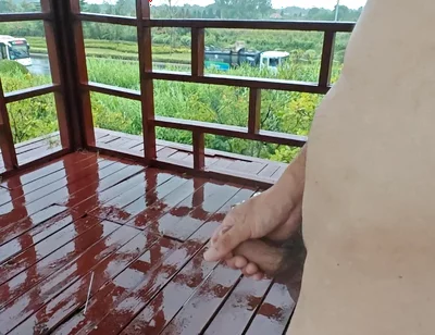 Walking Naked in the Rain, Masturbating Publicly at a Pavilion by the Roadside