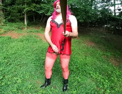 Raw Unedited Crossdresser in Lingerie Outside