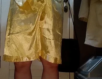 Crossdresser Cum Wearing Satin Pajamas