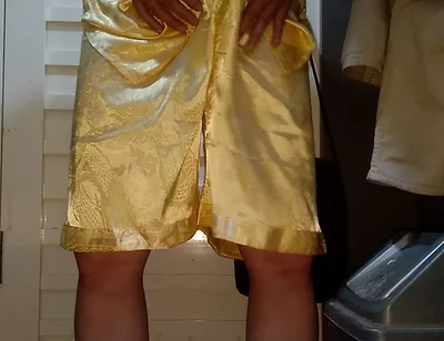 Crossdresser Cum Wearing Satin Pajamas