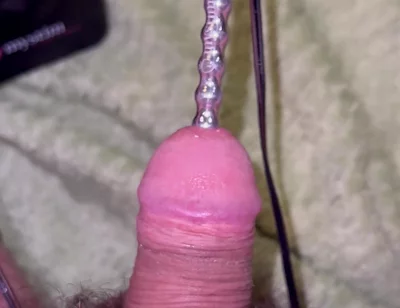 Extra Uretral Stimulation with Beaded Sound Deep in My Cock