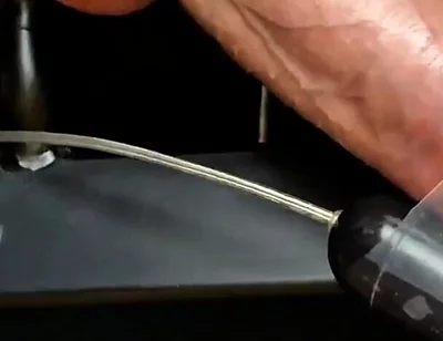 Vibrator on Dick Head Laying on Bench Press Orgasm