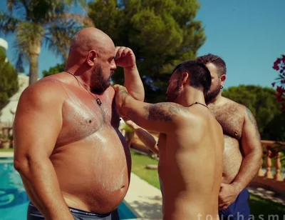 Putting Sun Cream on Two Big Handsome Bears Massage Asmr