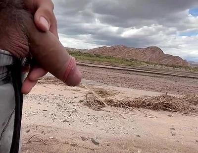 Young Uncut Boy Pee in Desert
