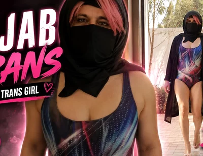 Arab Muslim Sissy Wearing Hijab Outdoors