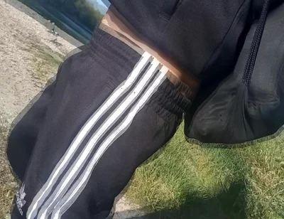 Who Will Spot This Twink in a Black and White Adidas Tracksuit, Flashing His Cock in Public Going Commando Freeballing, Peeing I