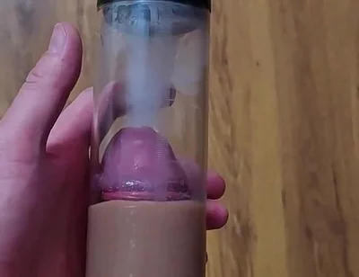 Just a Moment After an Intense Orgasm! a Penis Vacuum Pump Full of Sperm!