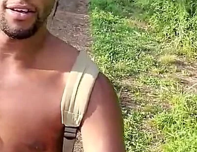 Kennie Jai Walks in the Park by the River Cumpletely Naked!