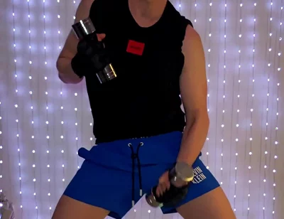 Fitness Workout in blue CK Shorts