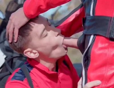 Biker cock sucking outdoor