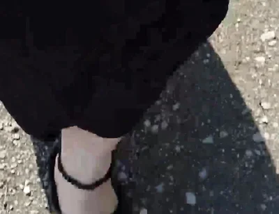 Outdoor in a Black Caftan and Barefoot in Black Birkenstocks