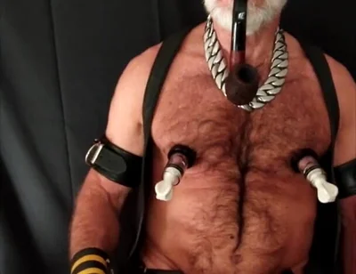 Stepdad Playing with Strap-on While Smoking His Pipe