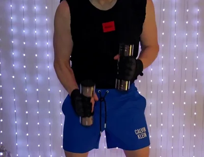 Fitness Workout in Blue Ck Shorts
