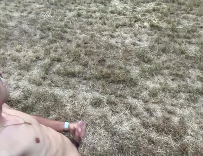 German Boy Jerks off Naked Outside and Cums