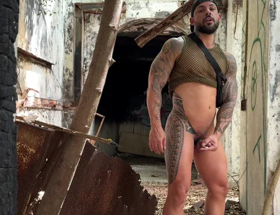 Public Jerk off and Dildo Play in Abandoned Build