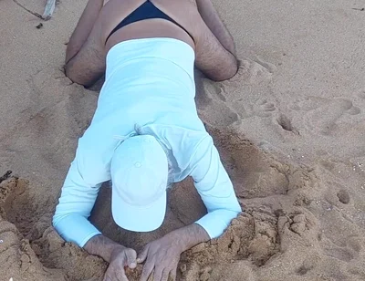 Ladysilva on the Beach in Panties Showing off Her Sexy Ass