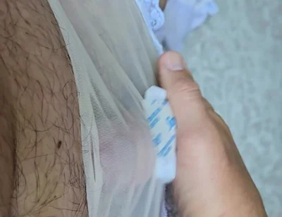 Takepad in Vintage Stockings with Sheer Panties Cum