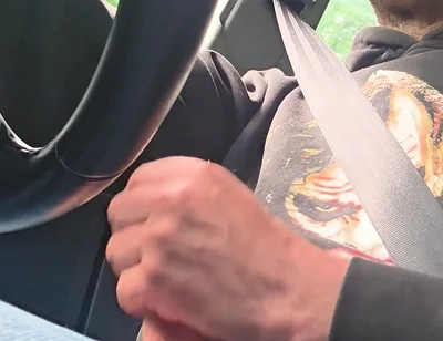 Straight Guy Gets Horny and Jerks off While Driving, He Almost Got Caught
