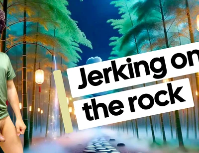 Lying in Rock Naked and Jerking off