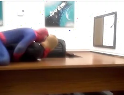 Spiderman Humps Robber He Finds In An Office