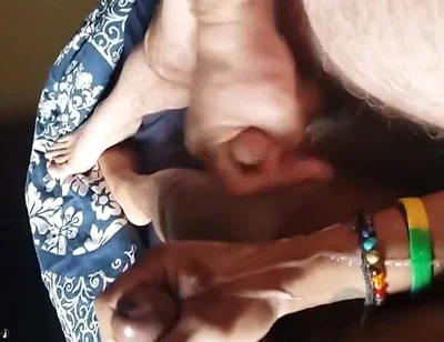 Bear and BBC Jerk off on Each Olther with Lots of Cum!