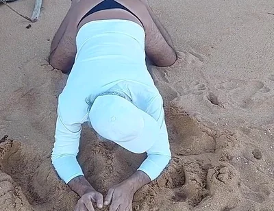 Ladysilva on the Beach in Panties Showing off Her Sexy Ass