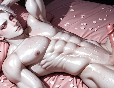 Albino Twink Oiled Chest Caress Leading to Gentle Cock Play