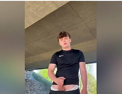 Risky Outdoor Cumshot In Hot Sport Clothing