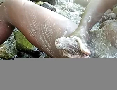 Solo Masturbation and Cumshot Black Dick Outdoors