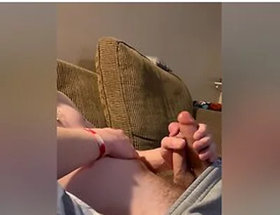 Guy Jerks Off His Cock With Another Cock Until He Cums Hard