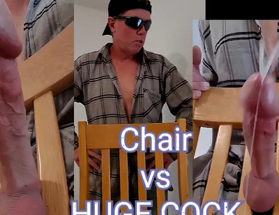 Huge Cumshot From Huge Cock Stuck in Chair