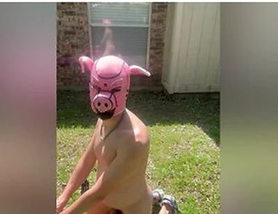 Pig Blown Up By Helium - Belly Inflation