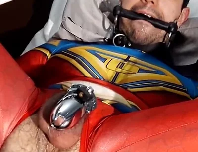 October 2021 Ricky Cage Live Show -- Cock-locked Superhero Takes Dicks in Ass and Mouth!