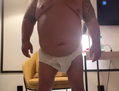 Large Older Giant Gentleman Has a Huge Belly and Hands Free Orgasms